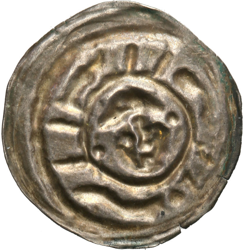 Śląsk, Księstwo Wrocławskie. Henryk I Brodaty (1201-1238), lub Henryk II Pobożny (1238-1241), Brakteat ratajski - PIĘKNY i RZADKI